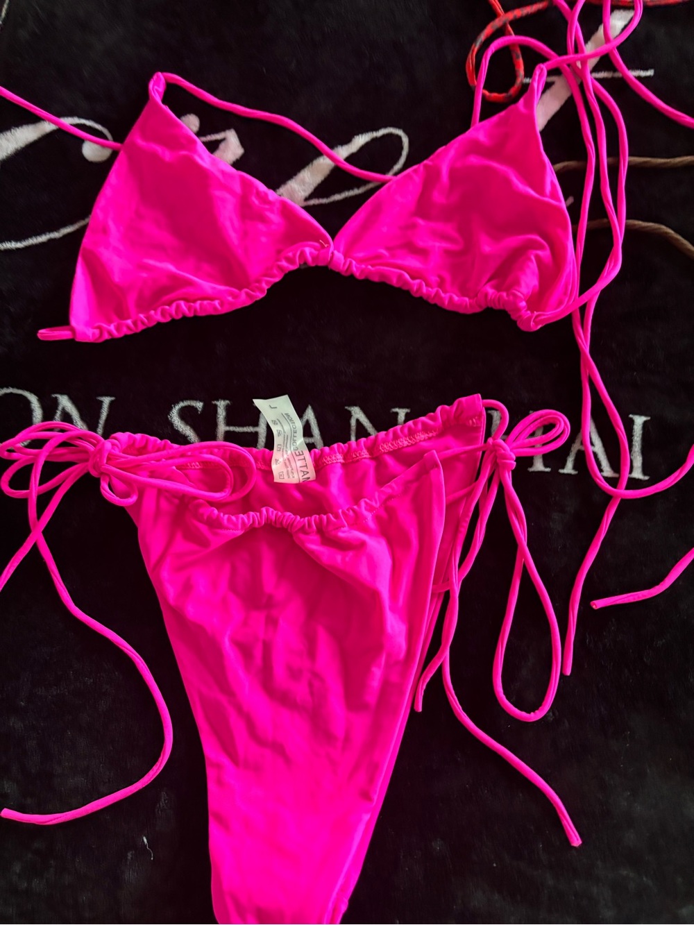 Hot Pink Triangle String Bikini - Women